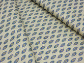 BEIGE WITH BLUE & YELLOW BUTTA PRINTED PREMIUM MIX COTTON SHIRT FABRIC.